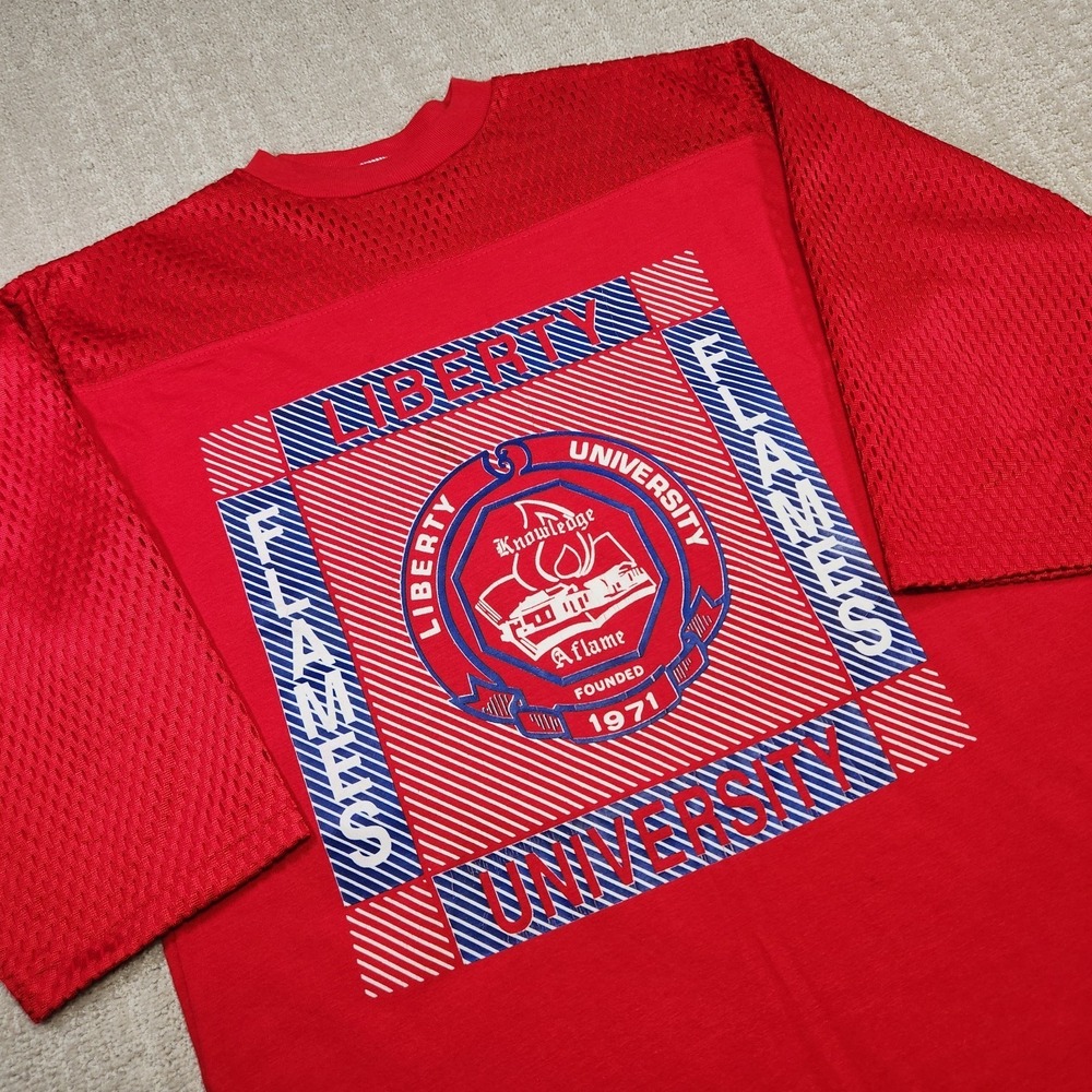 Vintage Liberty University Flames Shirt‎ Men Medium Artex USA Jersey Single